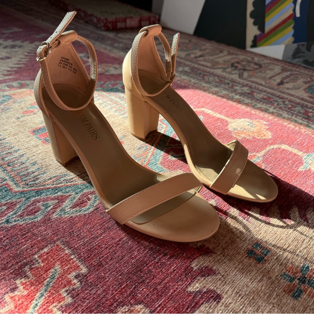 Tan Block Heel Sandals